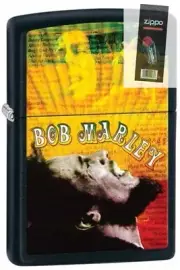Zippo 28257 bob marley black matte finish RARE DISCONTINUED Lighter + FLINT PACK