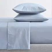 Renee Taylor Double Sheet/Pillowcases Set 300TC Organic Cotton Bedding Baby Blue