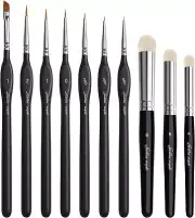 Golden Maple Miniature Paint Brushes Drybrush-10pcs Micro Medium, Black2