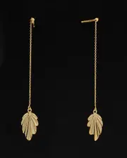 14K Italian Gold Leaf Drop Earrings NoSize NoColor