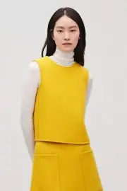 BNWT NEW COS & Other Stories Shop Lemon Yellow Panelled Wool Blouse Top US 10!