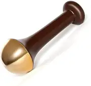 WITSOUL kansa Wand face and Foot Massager with Wooden Handle for Detoxification and Deep Relaxation ( Small Dark Brown) (Size 4.5 cm)