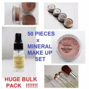 50 Pc Set Mineral Make Up Foundation Face Colour Brush Contour Makeup Set Dark