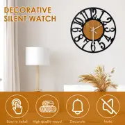 Iron Wall Clock with Hook Battery Operated Non Ticking Silent Hanging Wall tyrrP