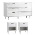 Oikiture 6 Chest of Drawers and 2 Bedside Tables Dressers Bedroom Set White