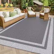 Extra Large Outdoor Rug 150x245cm Waterproof Reversible for Camping Patio Grey