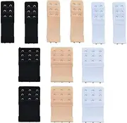 [Dolaso] 12 Pcs Women's Bra Extenders, Bra Extenders 3 Hooks 3 Rows and 2 Hooks 3 Rows, Elastic Bra Band Hook Strap Extensions for Women Tight Old Bras or New Bras, White, Off White, 9.7*5.5cm