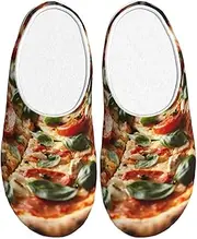 [EdWal] 3D Pizza Pepperoni print Winter Warm Slippers Indoor Anti-skid Plush Slippers Relaxing at Home for Women Men