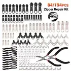 84/194PCS Zipper Replacement Head Zipper Repair Kit Fix Zip Slider NEW