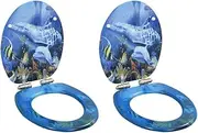 WC Toilet Seats 2 pcs with Soft Close Lids MDF Dolphins Design Hardware Accessories