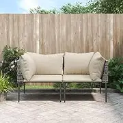 Garden Corner Sofas with Cushions 2 pcs Grey Poly Rattan Garden Furniture Sets