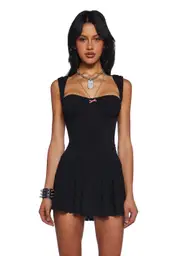 [Dolls Kill] I Could Care Less Mini Dress - Black (Fairfax)