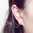 helix to lobe chain earring 20g dangle 2mm stud gold helix earring, 316l steel