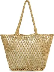 [Generic] Womens Top Handle Mesh Straw Beach Tote Bags Shoulder Bag Beach Bag Large Size Purses Big Woven Shoulder Bag