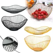Iron Wire Fruit Bowl Bread Basket Storage Dish Dining Object Table Decor J8R3