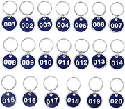Honbay Metal 1-20 Number Tags Identification Hang Tags Luggage Labels ID Tag with Split Key Ring Numbered Key Rings for Organizing and Sorting (001-020, Blue)