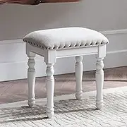 Generic Chairs,Upholstered Vanity Stool Piano Stool and Entryway Bench, Solid Wood Makeup Stool Cotton and Linen Fabric Ottoman Stool/White a/40 * 30 * 45Cm
