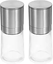 COLLBATH 2pcs Manual Pepper Grinder Stainless Steel Glass Refillable Salt Mill for Grinding Pepper Sea Salt More Easy to Clean Assemble Wear Resistant