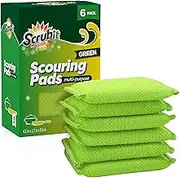 SCRUBIT Multi-Purpose Scouring Pad - Non-Scratch Cleaning Sponges for Pots, Pans, Dishes, Utensils & Non-Stick Cookware - Scrubbing Pads Use for Kitchen, Bathroom - 6 Pack Dish Sponge (Green)