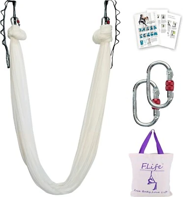 F. LIFE Aerial Silk Yoga Hammock & Swing for Yoga Inversvion WHITE NEW