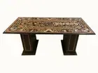 60" x 36" Black Marble Table Top Pietra Dura Handmade With marble Stands