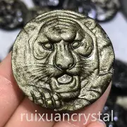 1pc Natural Gold Obsidian Quartz Hand Carved Tiger skull Crystal Reiki healing