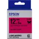 LK-41BK EPSON 蕾絲緞帶系列桃紅底黑字標籤帶(寬度12mm) C53S654458 適用：LW200/400/500/600/700/900/1000P