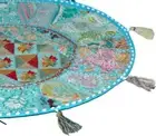 New 18" Indian Handmade Round Turquoise Patchwork Home Decor Floor Cushion Cover