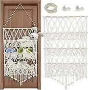 Stuffed Animal Hammock, 3-Layer Macrame Storage Net, Mesh Hammock Plush Toy Organizer, Washable Hammock Hanging Storage Net (Style 1-L, Beige)