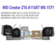 For MSI Creator Z16 A11UET MS-1571 Laptop CPU GPU Cooler Cooling Heatsink Fan