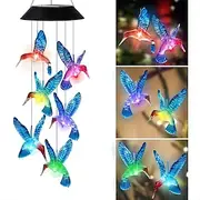 Solar Wind Chimes - Color Changing LED Hummingbird Lights for Garden Patio Decoration