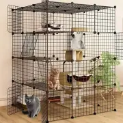 Large 4 Tier Cat Cage, Pet Playpen Cat Kennel, Indoor DIY Cat Enclosure with Ext