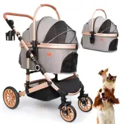 Pet Stroller with 4 Wheels, Pet Travel Carrier for Small/Medium Dogs Cats