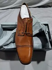 Johnston & Murphy Men's Larsey Oxford Color Tan Leather 2Cap Captoe Size 13M