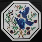 Octagonal Shape Marble Coffee Table Top Nature Pattern Inlay Work Balcony Table