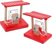 SUPVOX Pretend Play Train Set 2pcs Wooden Train Track Accessories Gas Station Barrier for Boys and Girls