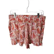Cynthia Rowley Peach High Waisted Paisley Shorts, NWT, Large