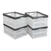 4-Pack Collapsible Milk Crates, 15L Plastic Stackable Storage Bins Utility Fo...