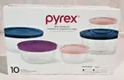 Pyrex Glass Storage Set Containers w/ Lids 10 Piece Set Food Organization Baking