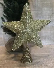 GOLD SEQUINED STAR CHRISTMAS TREE TOPPER