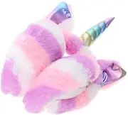 [NOLITOY] 1Pc Winter Unicorn Design Earmuffs Foldable Plush Ear Warmers for Women Windproof Fluffy Ear Covers for Outdoor Travel for Cold Weather