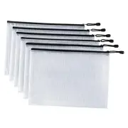 6 Pack Mesh Zipper Pouch Document Bag Waterproof Zip File Folders for White