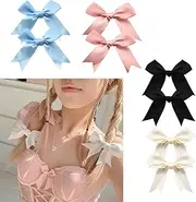 Mini Hair Bows Cute Bow Hair Clips for Girls Satin Bowknot Hair Clips Mini Ribbon Bows Hair Clip Hair Accessories for Women Y2k Hair Clips Pins Hair Bow Barrettes 8Pcs