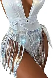 NICENEEDED Skirt with Sequins and Tassel Boho Fringe Skirt Belly Dance Hip Scarf Glittering Fringe Skirts Rave Party Skirts Belt Costume