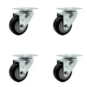 3 Inch Black Polyurethane Wheel Swivel Top Plate Caster Set Service Caster