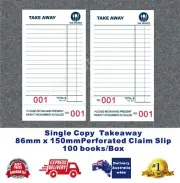 100 Take-Away Docket Books - Single Page (100 page/Book with numbers) Free Post