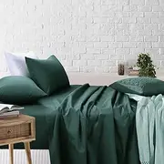 Amsons Bed Sheets - 100% Cotton Bedding & Linen - King Single Sheet Set - Extra Deep Fitted Sheet & Flat Sheet & 1 Pillowcase - Sage (3PCs, King Single)