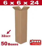 50 - 6x6x24 Cardboard Boxes Mailing Packing Shipping Box Corrugated Carton