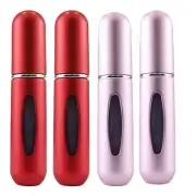 4 x Red &Pink Refillable Perfume Atomiser 5ml Spray Pump Portable Bottles Travel
