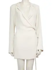 Ecru Silk Wrap Shirt Dress